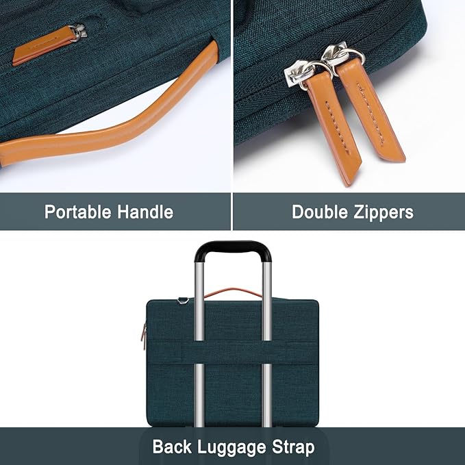MOSISO 360 Protective Laptop Shoulder Bag,15 inch Computer Bag Compatible with MacBook Air 15 inch M5 M4 M3 M2/Pro 15, Dell XPS Plus,Side Open Messenger Bag with 4 Zipper Pockets&Handle, Teal Green