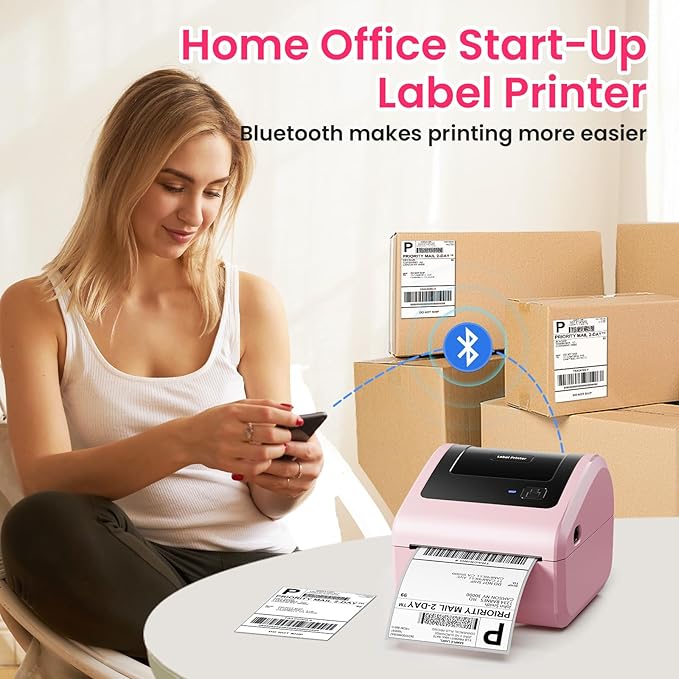 Bluetooth Thermal Label Printer 4x6 - D450BT Shipping Label Printer for Small Business, Shipping Packages, Office, Home, Compatible with USPS, Shopify, Amazon, Tiktok
