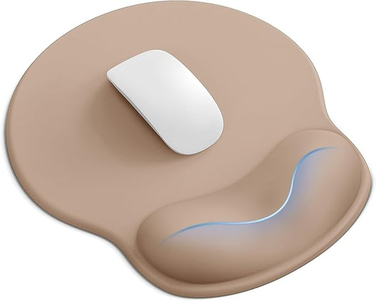 Mouse Pad with Wrist Rest, Ergonomic Mouse Pads for Desk, Office Non-Slip Mousepad with Gel Wrist Support(Coffee Brown, 10.6''L x 9''W)