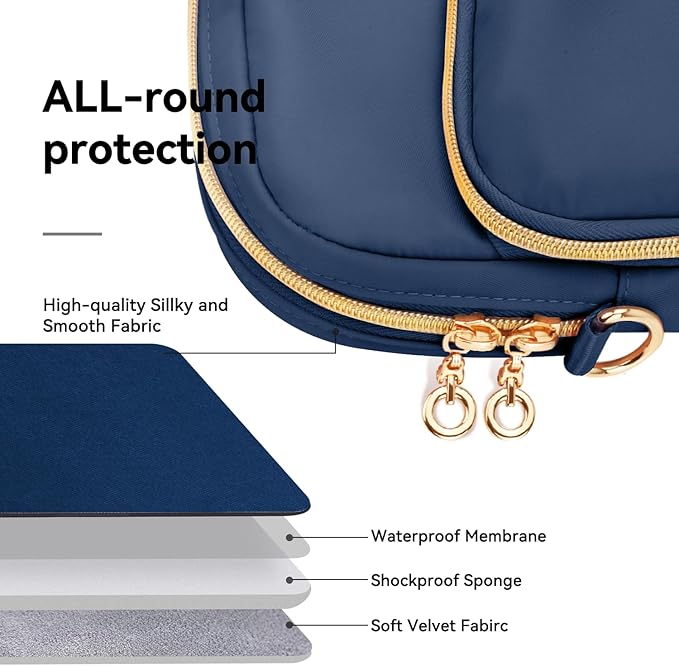 Laptop Case Bag Women Men Computer Sleeve Compatible with MacBook/Dell/HP/Acer/ASUS, Waterproof Shoulder Carrying Briefcase, Blue, 15.6-16 Inch