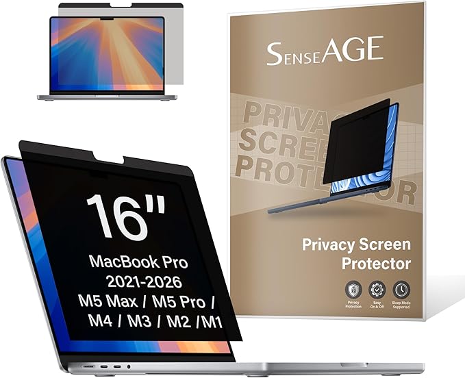 SenseAGE Magnetic Privacy Screen Filter For Macbook Pro 16 inch (2021-2024 M1, M2, M3, M4, Pro, Max), Privacy Screen Protector, Anti-Blue Light Screen Filter, Compatible with Macbook Pro 16 inch