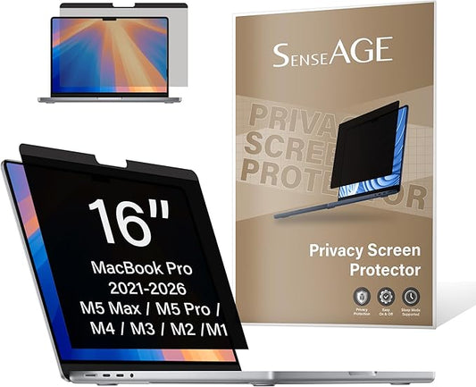 SenseAGE Magnetic Privacy Screen Filter For Macbook Pro 16 inch (2021-2024 M1, M2, M3, M4, Pro, Max), Privacy Screen Protector, Anti-Blue Light Screen Filter, Compatible with Macbook Pro 16 inch