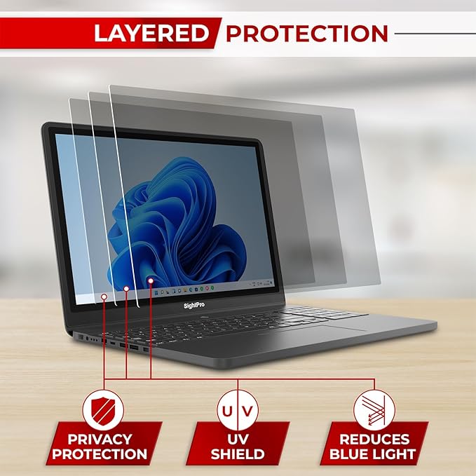 SightPro 14 Inch 16:10 Laptop Privacy Screen Filter - Computer Monitor Privacy Shield and Anti-Glare Protector