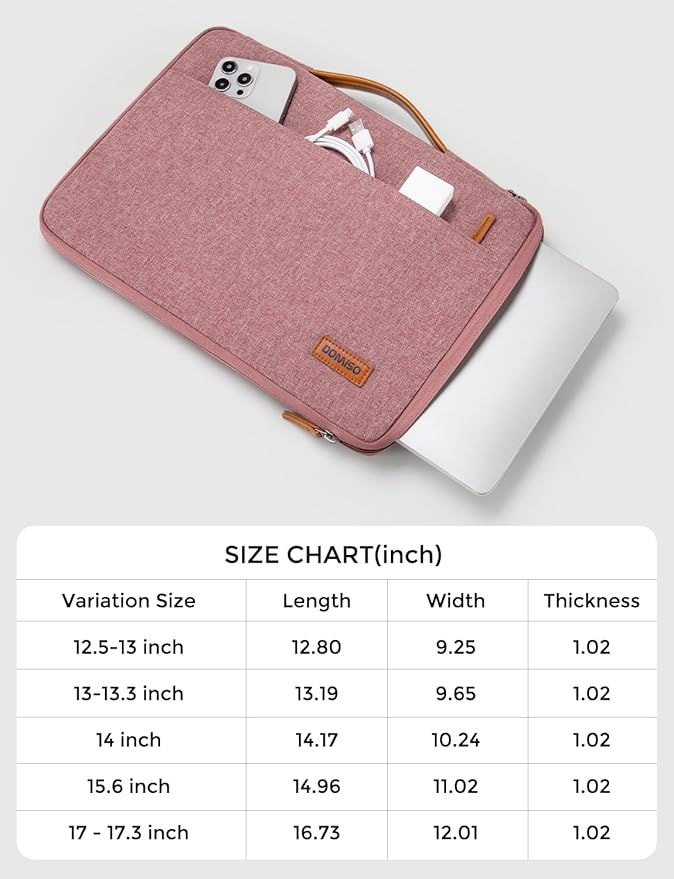 DOMISO 14 inch Laptop Case Sleeve Protective Cover Compatible with 15 inch MacBook Air M4 M3 M2,MacBook Pro,14-15 inch HP Dell ASUS Lenovo Chromebook,Waterproof Computer Cases Bag with Handle,Pink