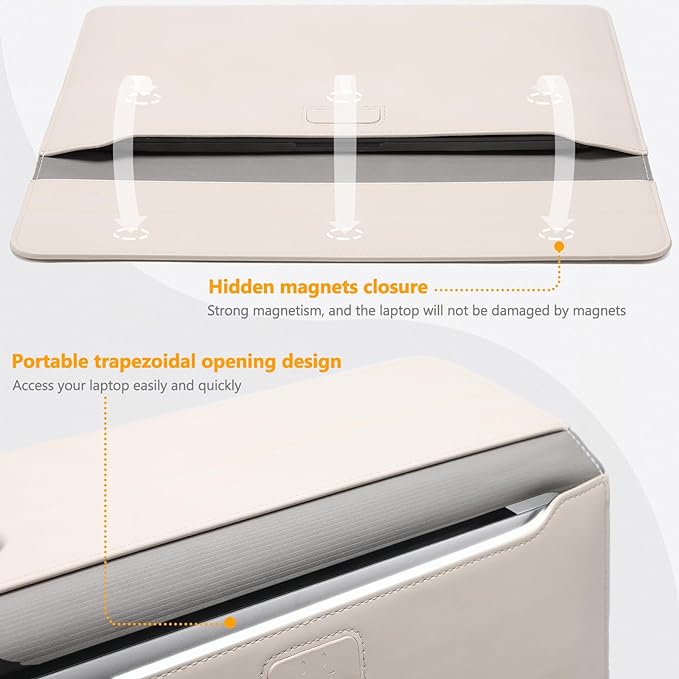 HYZUO 13 Inch Laptop Case Sleeve with Stand for 2026-2018 MacBook Air 13 M5 M4 M3 M2 M1, 2026 13" MacBook Neo, 2026-2016 MacBook Pro 13 M2 M1, iPad Pro/Air 13, Surface Pro 12-3, XPS 13, Beige