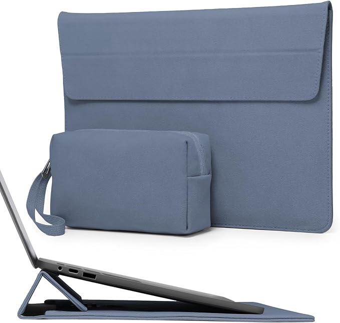 HYZUO 13.3-14 Inch Laptop Sleeve Case Bag with Adjustable Stand for MacBook Pro 14 M5/M4/M3/M2/M1 Pro/Max A3426 A3427 2026-2021, MacBook Air/Pro 13.3, 13.8-13.5 Surface Laptop, Haze Blue