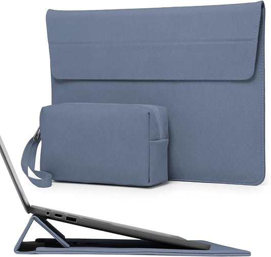 HYZUO 13.3-14 Inch Laptop Sleeve Case Bag with Adjustable Stand for MacBook Pro 14 M5/M4/M3/M2/M1 Pro/Max A3426 A3427 2026-2021, MacBook Air/Pro 13.3, 13.8-13.5 Surface Laptop, Haze Blue