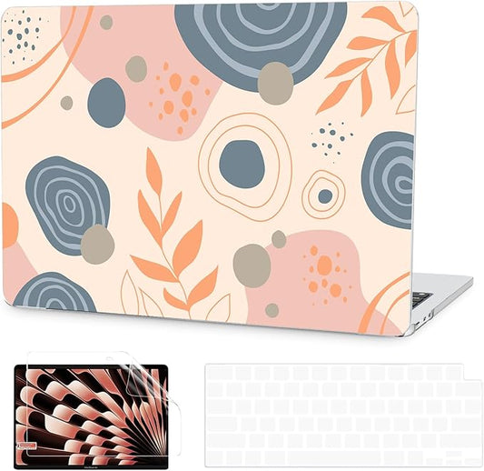 G JGOO Compatible with MacBook Air 13 inch Case 2026 2025-2022 M5 A3449 M4 A3240 M3 A3113 M2 A2681, Plastic Hard Shell for MacBook Air 13.6 inch Case + Keyboard Cover + Screen Protector, Leaf