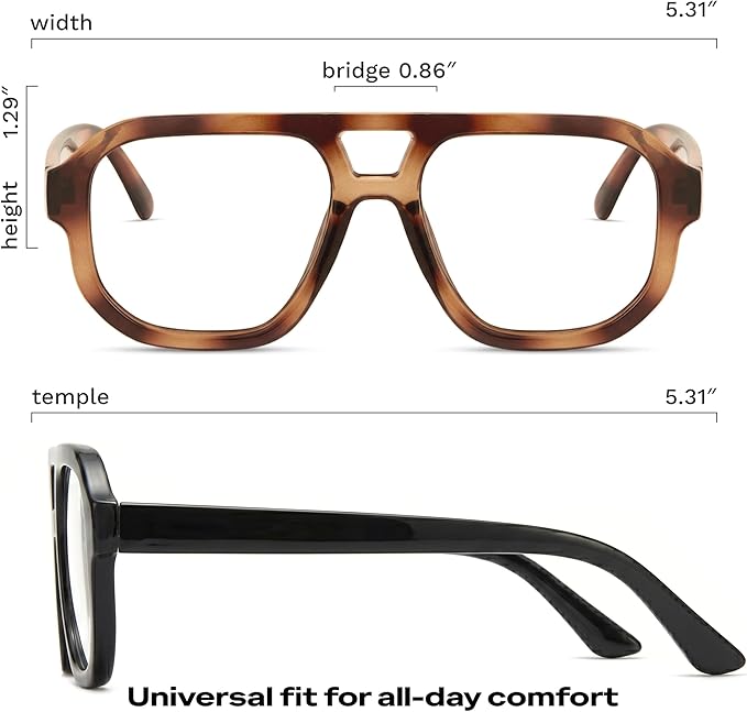 livho Retro Aviator Blue Light Blocking Glasses for Women Men with Soft Case, Trendy Rectangle Computer Eyeglasses