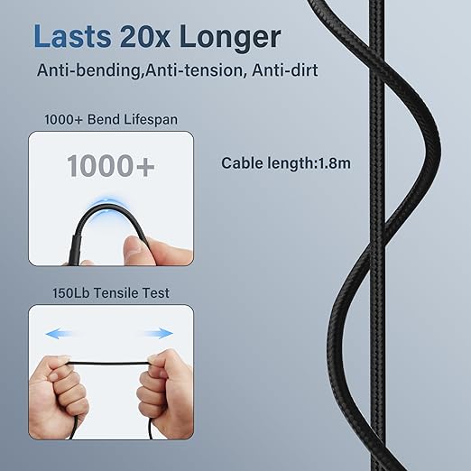PNGKNYOCN 100W PD USB C to DC 5.5mm x 2.5mm Power Cord，90 Degree DC 5.5 x 2.5mm Male to USB Type C Male Power Charging Cable for PD Charger and PD Power Bank（1.8M）