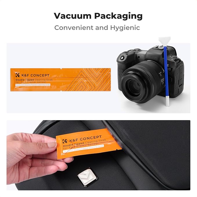 K&F CONCEPT 2-1 24mm Full Frame Sensor Cleaning Swab, Viewfinder Cleaning Swab, with 20ml Sensor Cleaner, DSLR Camera CMOS and CCD Sensor Cleaning Swab Kits Compatible with Nikon Sony Canon Camera - Image 7