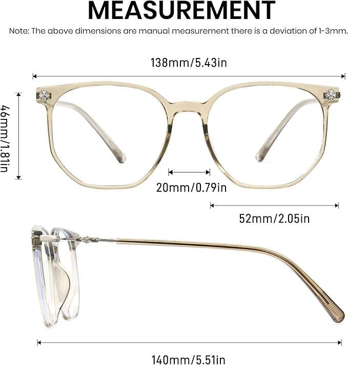 Cyxus Retro Blue Light Glasses Men - Square TR90 Metal Blowline Frame Stylish Trendy for Computer Daily Work 8252