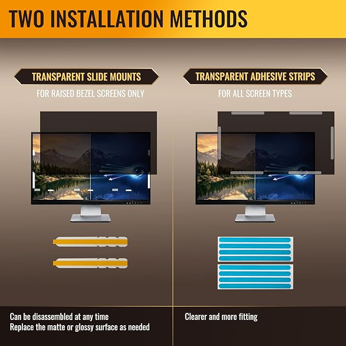 19 Inch Privacy Screen for Monitor with 16:10 Widescreen Monitor Blue Light Screen Protector - Anti-Glare - Anti-Scratch Protector Film for Data Confidentiality Privacy Shield [2 Pack]