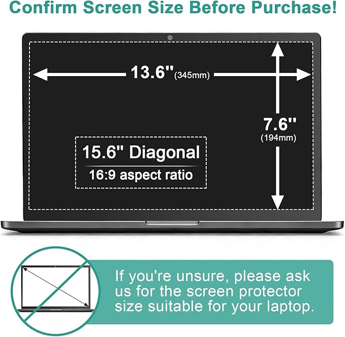 2-Pack 15.6 Inch 16:9 Anti Blue Light Screen Protector, Matte Anti Glare Film UV Blocking Protector Compatible with 15.6'' Hp Acer Asus Lenovo Dell Samsung Portable Monitor