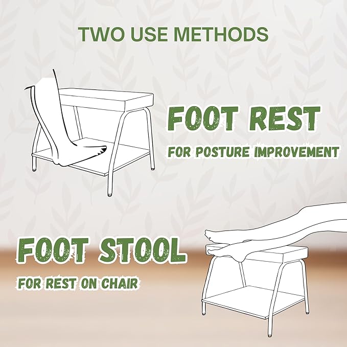 Double Step Footrest Under Desk Versatile Foot Stool Ottoman for Comfortable Desk Work Office Life (White)