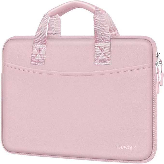 Laptop Case 16 inch,15-15.6 inch Laptop Sleeve Bag Compatible with MacBook Pro 16 M5 M4 M3 M2 M1,HP Dell Acer ASUS Lenovo Notebook,Neoprene Computer Bag with Handle&Curved Pocket, Pink