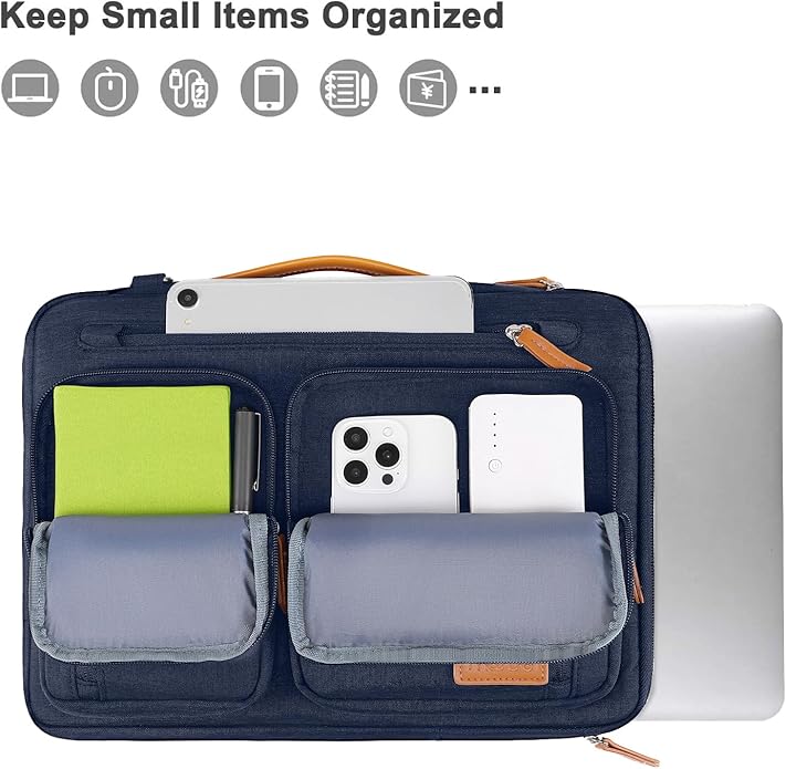 MOSISO 360 Protective Laptop Shoulder Bag, Computer Bags, Side Open Messenger Bag with 5 Accessory Pockets & Belt