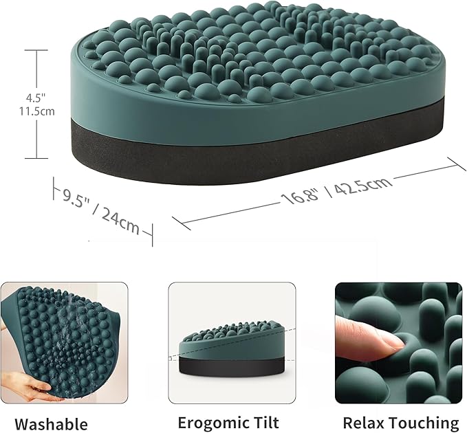 Foot Rest for Under Desk at Work, Home Office Foot Stool, Ottoman Foot Massager for Plantar Fasciitis Relief, Soft Silicone Footrests, Anti-Fatigue (Eucalyptus)