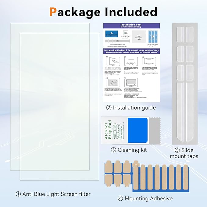 [2-Pack] 23 Inch Computer Blue Light Blocking Screen Protector for 16:9 Widescreen Monitor, Anti Glare Anti-UV Eye Protection Desktop PC LED Monitor Filter, Removable Anti-Scratch Screen Film 23in