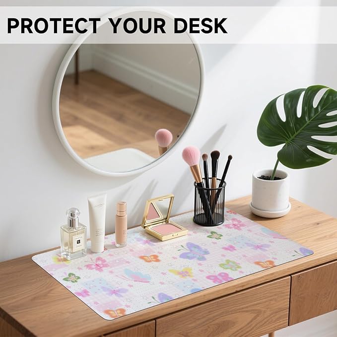 AUPET Leather Desk Pad Blotter Mat, Large Mouse Pad, Non-Slip Waterproof Desk Writing Pad Protector, Desk Decor for Office，Home，Gaming (Butterfly Fantasy, 35.4X15.7 inch)