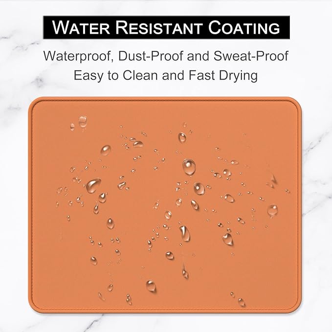 Hsurbtra Mouse Pad, Premium-Textured Square Mousepad 10.2 x 8.3 Inch, Stitched Edge Anti-Slip Waterproof Rubber Pretty Cute Computer Mat for Office Gaming Laptop Women Kids Orange