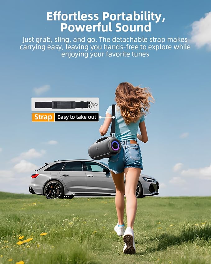 Upgrade Portable Bluetooth Speakers Wireless, 200W MAX Loud Powerful Speaker w/Deep Bass, IP65 Waterproof/ BT5.4, for Outdoor, Party, Camping, Tailgating, Beach, Large Workshop, Garage, 24H Playtime