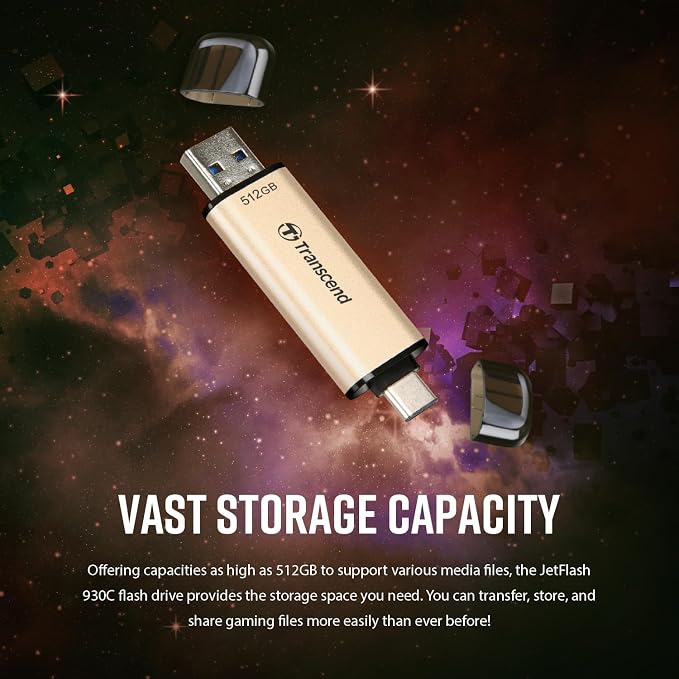 Transcend JF930 256GB Dual USB C Flash Drive for iPhone/iPad/Mac/Windows, Android/Tablet/PC/Gaming Console, Photo Stick Up to 420MB/s, USB 3.2 Thumb Drive, Memory Stick with 2-in-1 Type C &Type A - Image 6