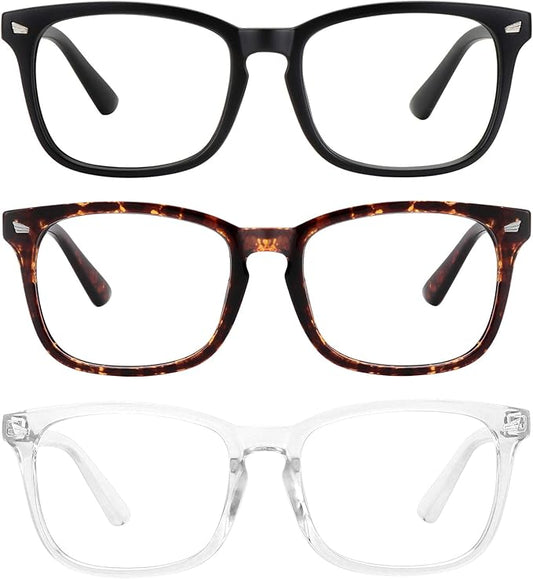 MEETSUN Blue Light Blocking Glasses, Anti Eye Strain Headache (Sleep Better), Computer Glasses UV400 Transparent Lens (Black + Tortoise + Clear)