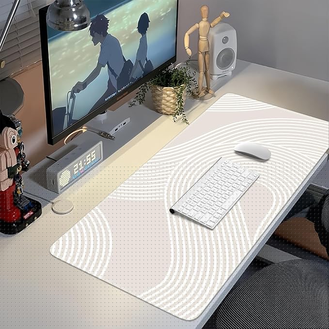 iCasso Big Desk Pad, XXL Extended Gaming Mouse Pad, Large Mouse Pad for Desk Rubber Base Mousepad with Stitched Edges, Keyboard Mouse Mat for Work, Game, Office, Home, Lines