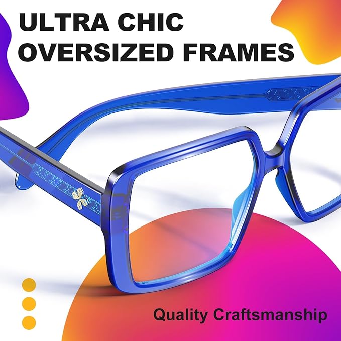 VISOONE Oversized TR90 Blue Light Blocking Glasses Fashion Accessories Non Prescription for Women Harvard