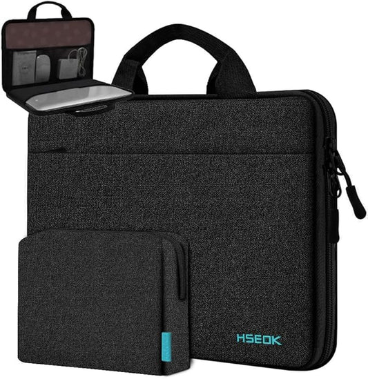 Hseok 13 14 inch Laptop Case Sleeve with Small Case,TSA Computer Handbag Compatible with MacBook Neo/Pro 14 M5/M4/M3/M2/M1,All Models 13.3" MacBook Air/Pro,XPS 13/14,Most 13-14 Notebooks,Black