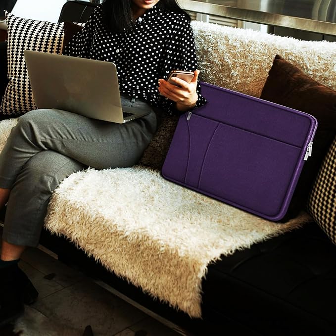 Laptop Sleeve Case 14 inch, Slim Traveling Laptop Cover with Zippered Pocket, Shockproof Protective Carrying Briefcase Computer Bag for 14" MacBook Air/Pro, HP, Dell, Lenovo, Acer, Dark Purple