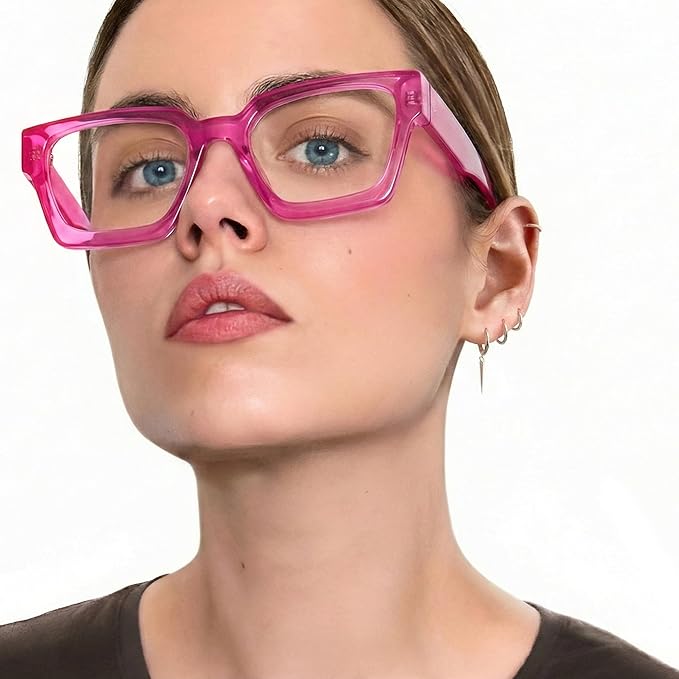 livho Oversized Eyewear Frame for Woman and Men - Rectangle Fashion Glasses for Computer, Chic Preppy Frame