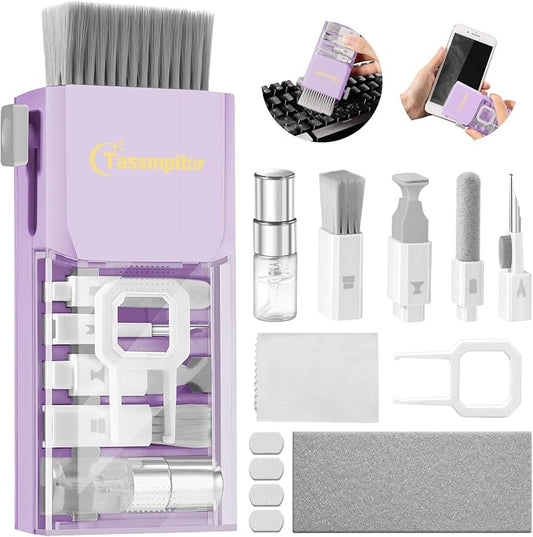 Tassmpitor Laptop Screen Keyboard Cleaner Kit, All in 1 Electronic Cleaning Tool for MacBook iPad iPhone Pro Cell Phone, Brush Tool for Tablet, Computer, PC Monitor,TV Camera Lens with Patent, Purple by Tassmpitor
