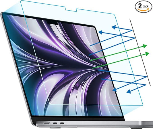 F FORITO 2-Pack Anti Blue Light Matte Screen Protector Compatible with MacBook Air 13.6/13 inch (2026-2022, M5, M4, M3, M2), Eye Protection Blue Light Blocking & Anti Glare Laptop Screen Protector