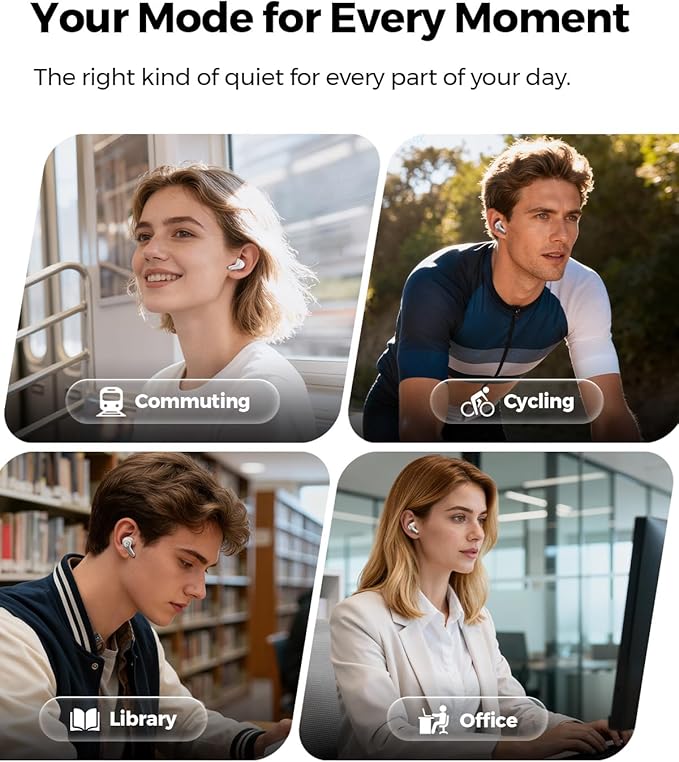 SoundPEATS C30 Hybrid ANC Earbuds with LDAC Hi-Res Audio, 52H Playtime -52dB Adaptive Noise Cancelling Earbuds, 6-Mic Clear Call, 12mm Driver, Bluetooth 6.0, Multi-Point, IP54 for Daily Use - White