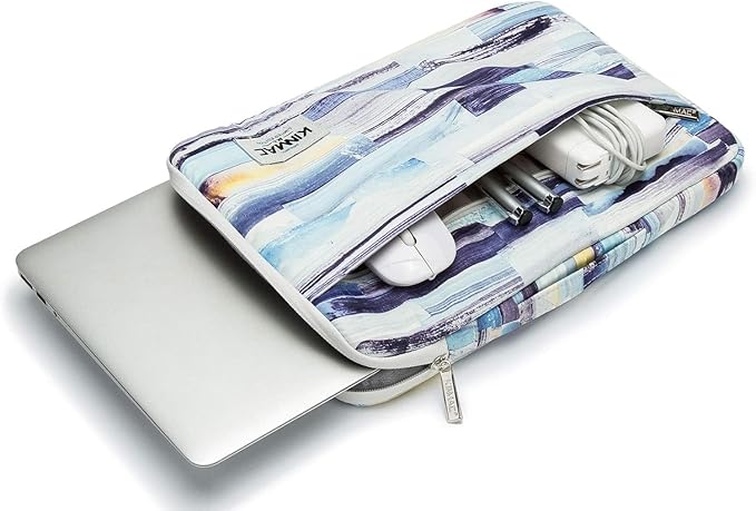 Kinmac 360° Protective Laptop Sleeve Case with Pockets, Color Stripe Pattern, Padded Cover with Handle (12 inch-13.3 inch)
