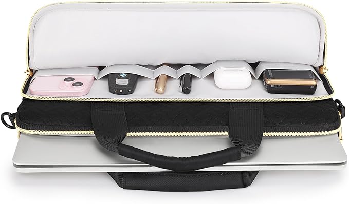 DOMISO 14 inch Laptop Case Sleeve Protective Cover Compatible with MacBook Air 15 M4 M3 M2,MacBook Pro,14-15 inch HP Dell ASUS Lenovo Chromebook,Waterproof Computer Bag with Shoulder Strap,Black