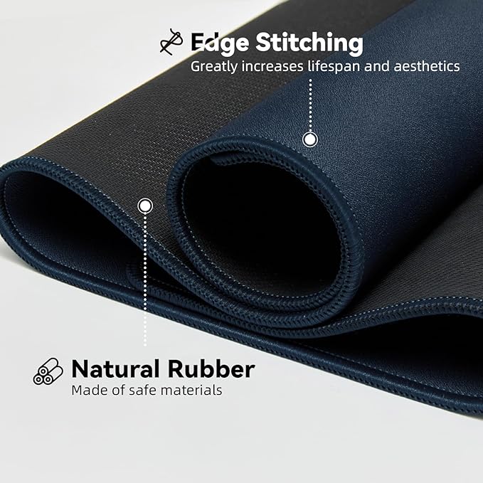 Waterproof Large Gaming Mouse Pad with Durable Stitched Edges, Non-Slip Rubber Base, Grainy Jacquard Mouse Mat Desk Pad for Home Office Gaming, 27.6"x11.8"x0.12", Matte Navy Blue