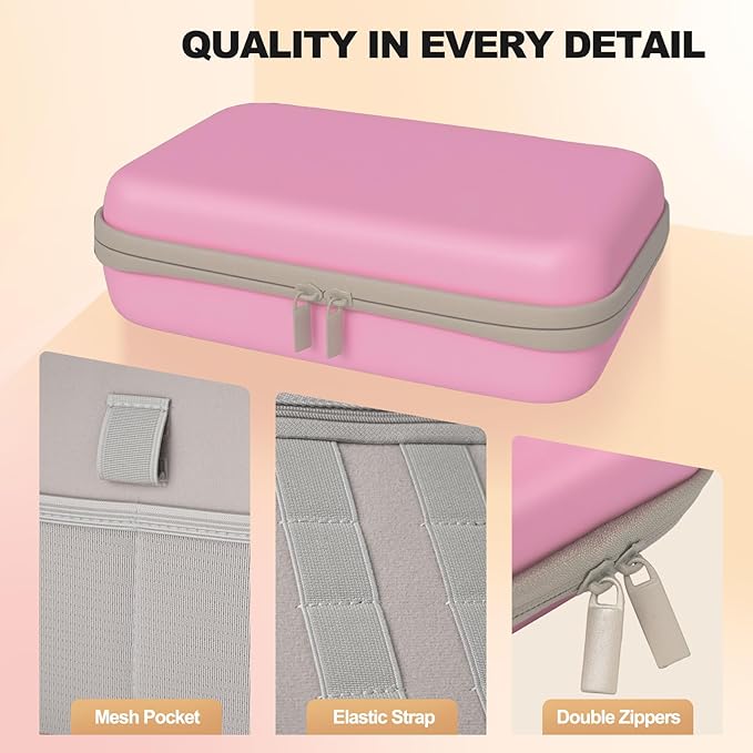 Hard Travel Electronic Organizer Case for Power Bank Chargers Cables USB Flash Drive SD Card Electronics & Backpack Organizer Travel Case Small Portable Accessories Bag, Pink
