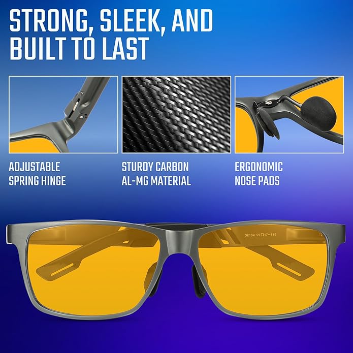 IBOANN Blue Light Glasses for Men - Lightweight Al-Mg Metal, Gaming Computer Blocking Glasses, Eye Protection Anti Eyestrain