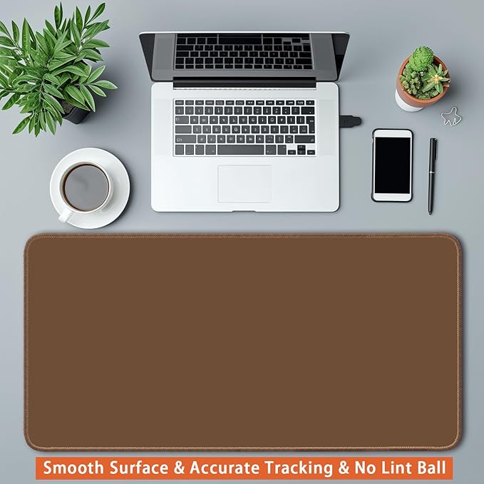 Large Mouse Pad, Non-Slip Desk Blotter, Office Desk Mat, Desk Pad Protector, Laptop Desk Pad, Desk Writing Pad for Office and Home, Coffee, 24x12 inch
