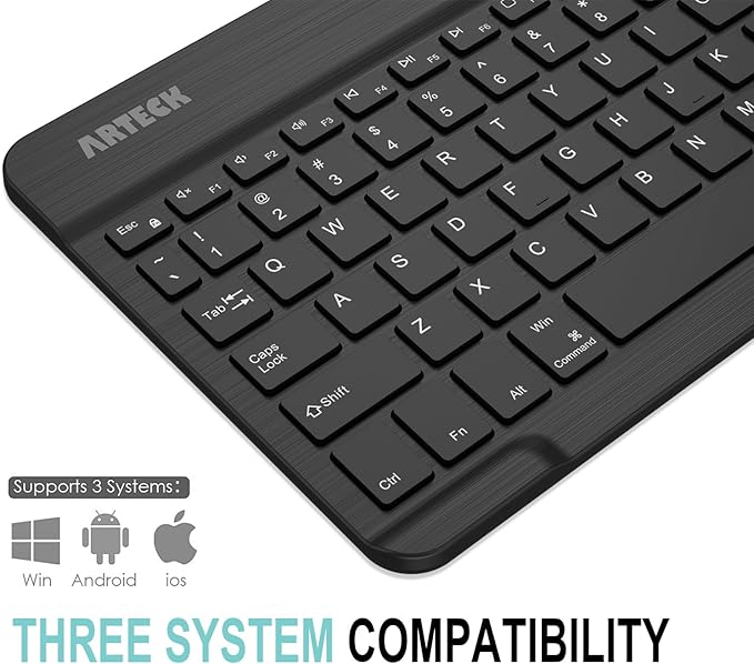 Arteck Universal Backlit 7-Colors Ultra Light Slim Portable Wireless Bluetooth 3.0 Keyboard for iOS iPad Pro, Air, Mini, Android, Windows Tablets PC Smartphone Built in Rechargeable 6-Month Battery