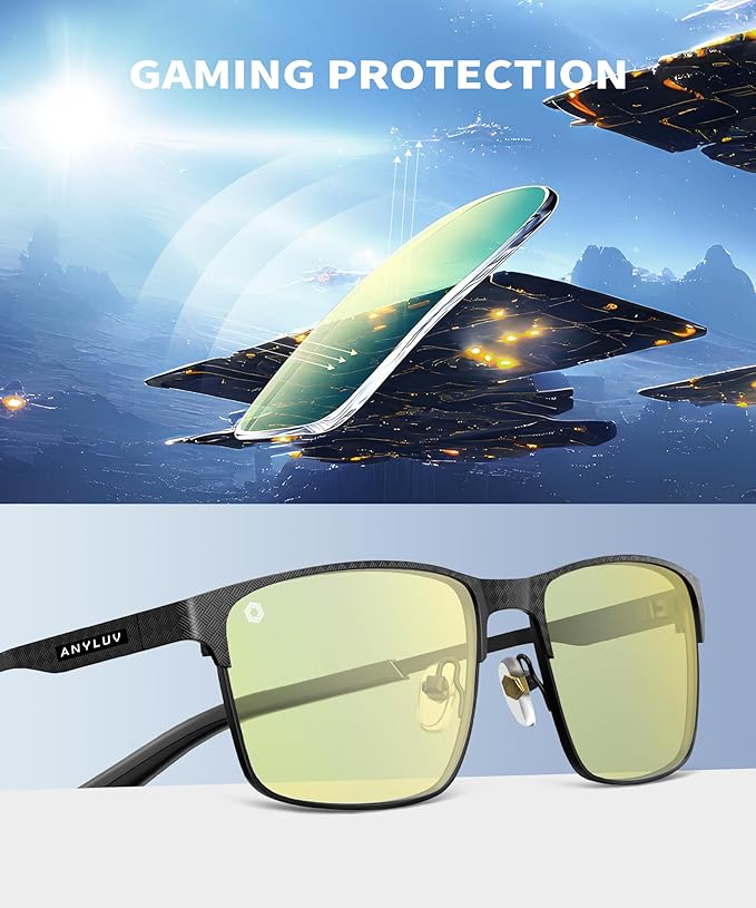 ANYLUV Blue Light Glasses for Men/Women, Lightweight Blue Light Blocking Glasses, Anti-Eye Strain Computer Glasses for Gaming