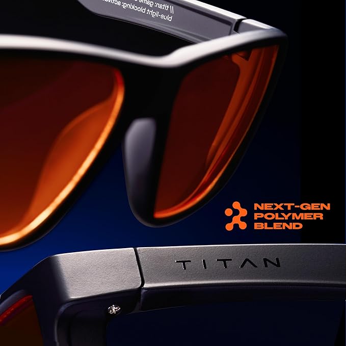 Titan Gaming Glasses, Blue Light Blocking, Night Driving Glasses for Men, Computer Protection, Gift for Gamers