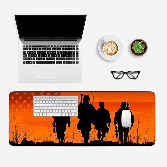 Mouse Pad, Large Anti-Slip with Stitched Edges Desk Mat Desktop Laptop Computer Desk Keyboard Mat,Table Protector Blotter Mat (Soldier, 31.5" x 11.8")