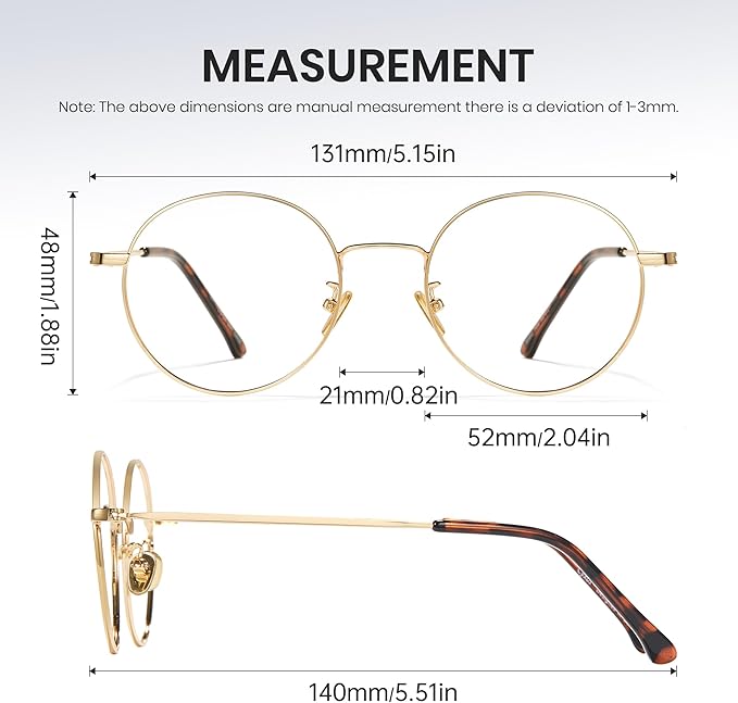 Cyxus Blue Light Glasses for Men and Women, Round Metal Frame Computer Eyeglasses for Office, Gaming, Reading 8090
