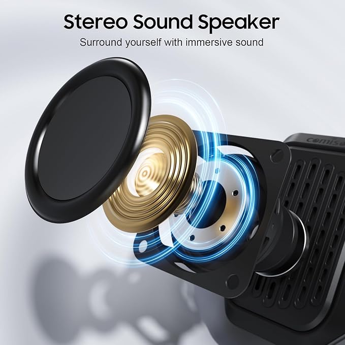 comiso Wearable Bluetooth Speaker, IPX7 Waterproof, Clip-On Portable Wireless Speaker, 10H Playtime, Built-in Mic for Hands-Free Calls, Running, Cycling, Outdoor (Black)