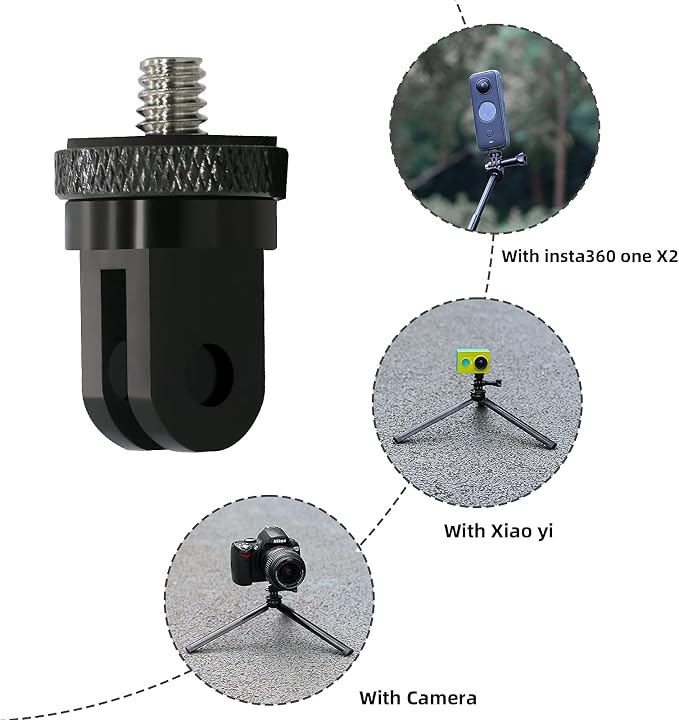 1/4 Inch Aluminum Metal Camera Mount Adapter, Conversion Camera Tripod Mount Compatible with GoPro Hero 13/12/11/10/9/8 Black,DJI Action 6/5 Pro/4/3 and More Action Cameras 1/4 Accessories???2 Packs??? - Image 4