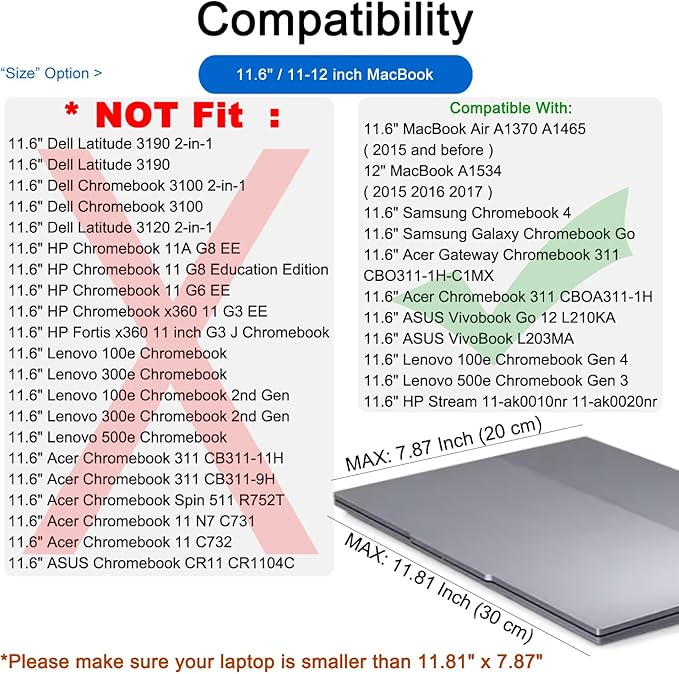 CCPK 11.6 inch Laptop Case Compatible with 12 inch MacBook Air 11 inch ASUS Vivobook Go Lenovo 100e Gen 4 Acer Gateway Chromebook 311 Computer Accessories Bag Sleeve Cover Carrying Case 11 inch, Mint